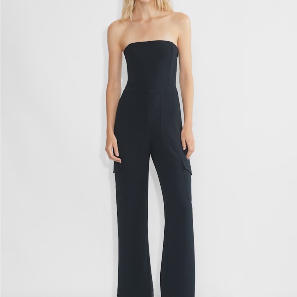 Aritzia Strapless Black Wide-Leg Jumpsuit